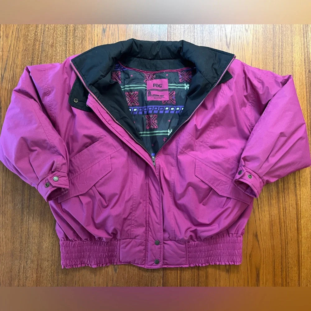EUC VTG London Fog DOWN Sz L Pink Ski Coat Parka Removable Lining Puffer Tribal